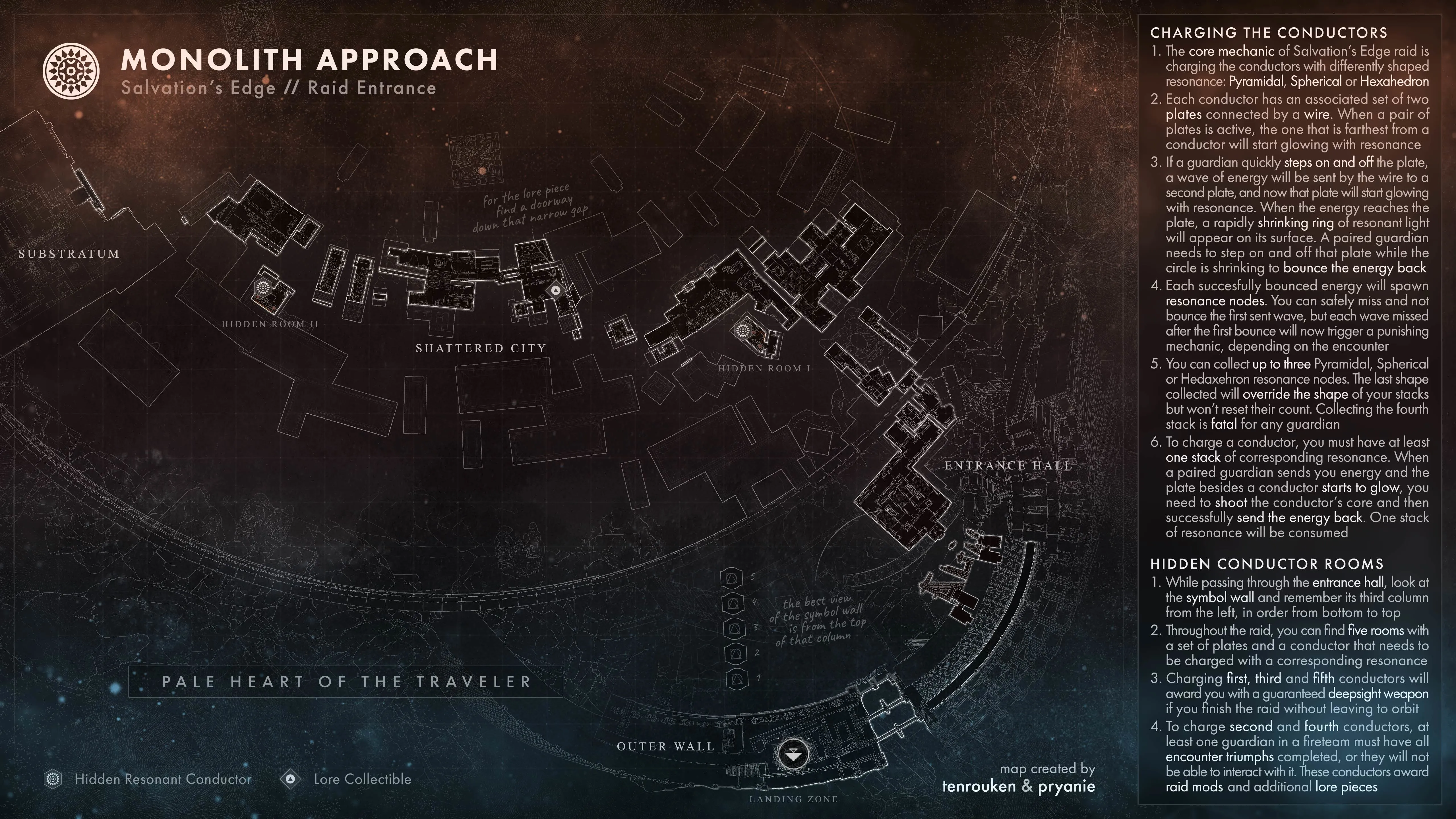 Salvation's Edge entrance and monolith approach map
