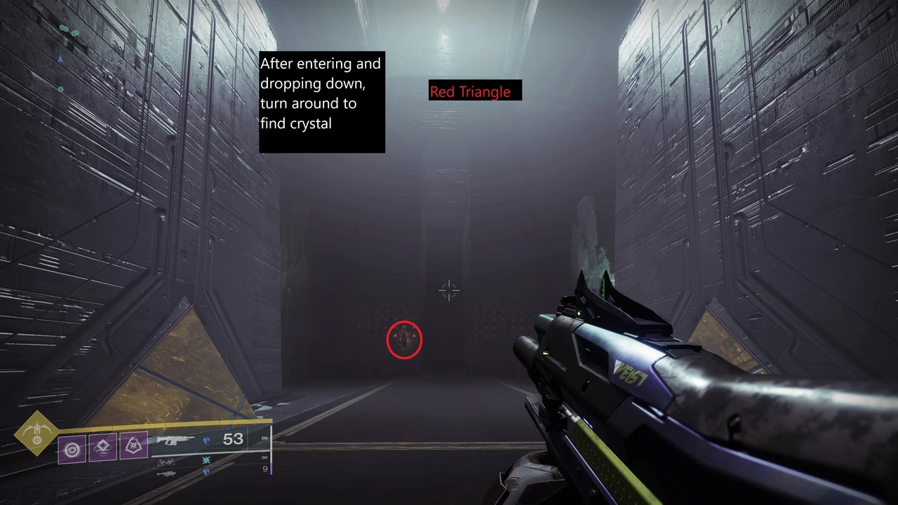 Pyramid Room secret — crystal location after entering and dropping down